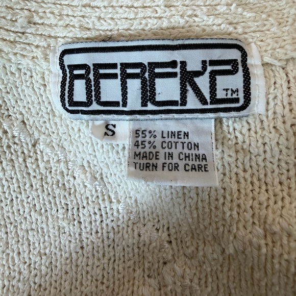 VTG Berek Cream Linen Blend Cottagecore Cardigan - Picture 3 of 6